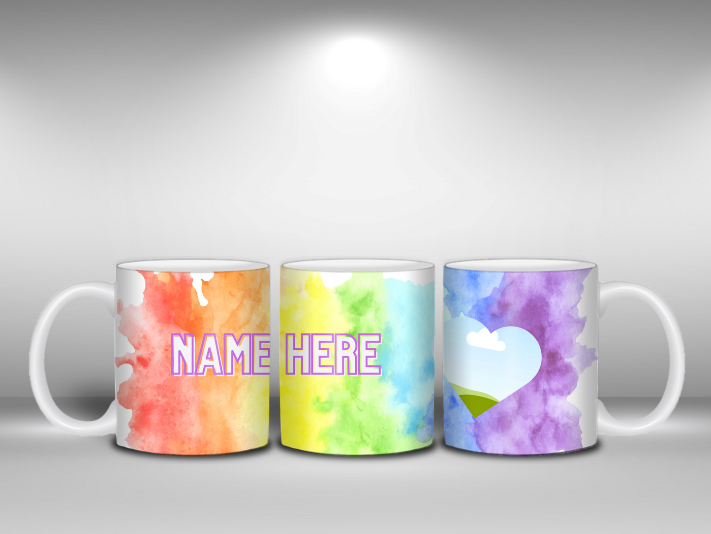 11oz Ceramic Mug Custom Pride Color background Personal Name & Picture