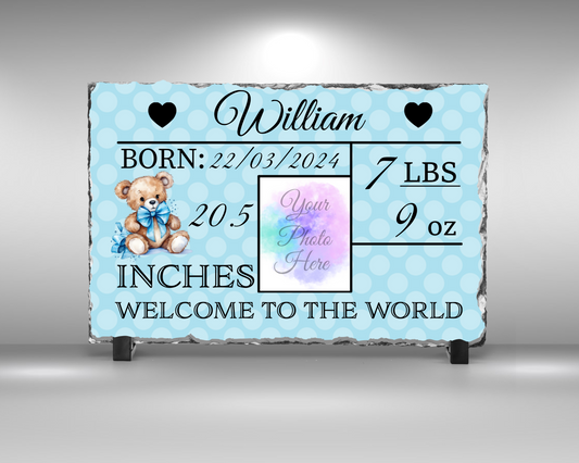 Baby Boy Design Rectangle Slate 15 cm x 20 cm