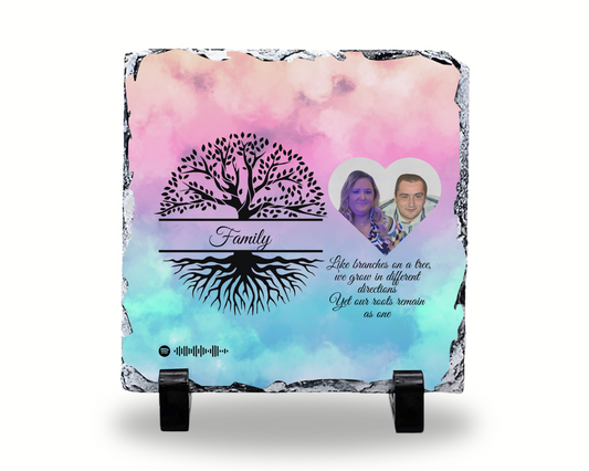 20 cm Family Slate Design (Can Add Spotify Song code to bottom as shown in Picture)