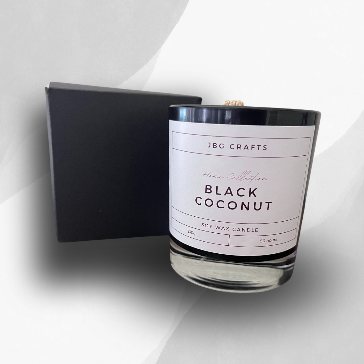 Black Coconut Scented Soy Wax Candle