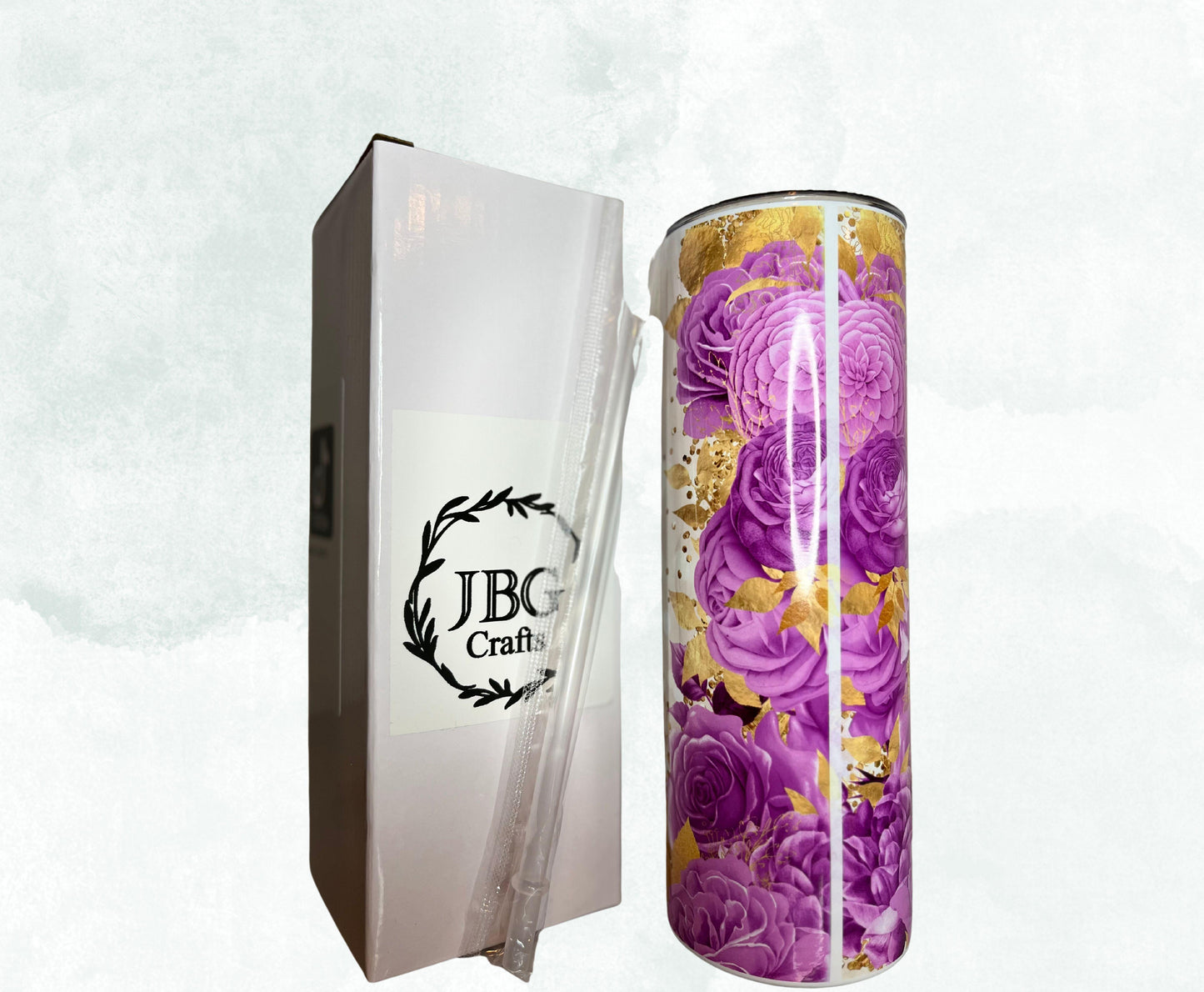 Purple Roses and Moth 20oz Straight Skinny Tumbler Drink Drinkware