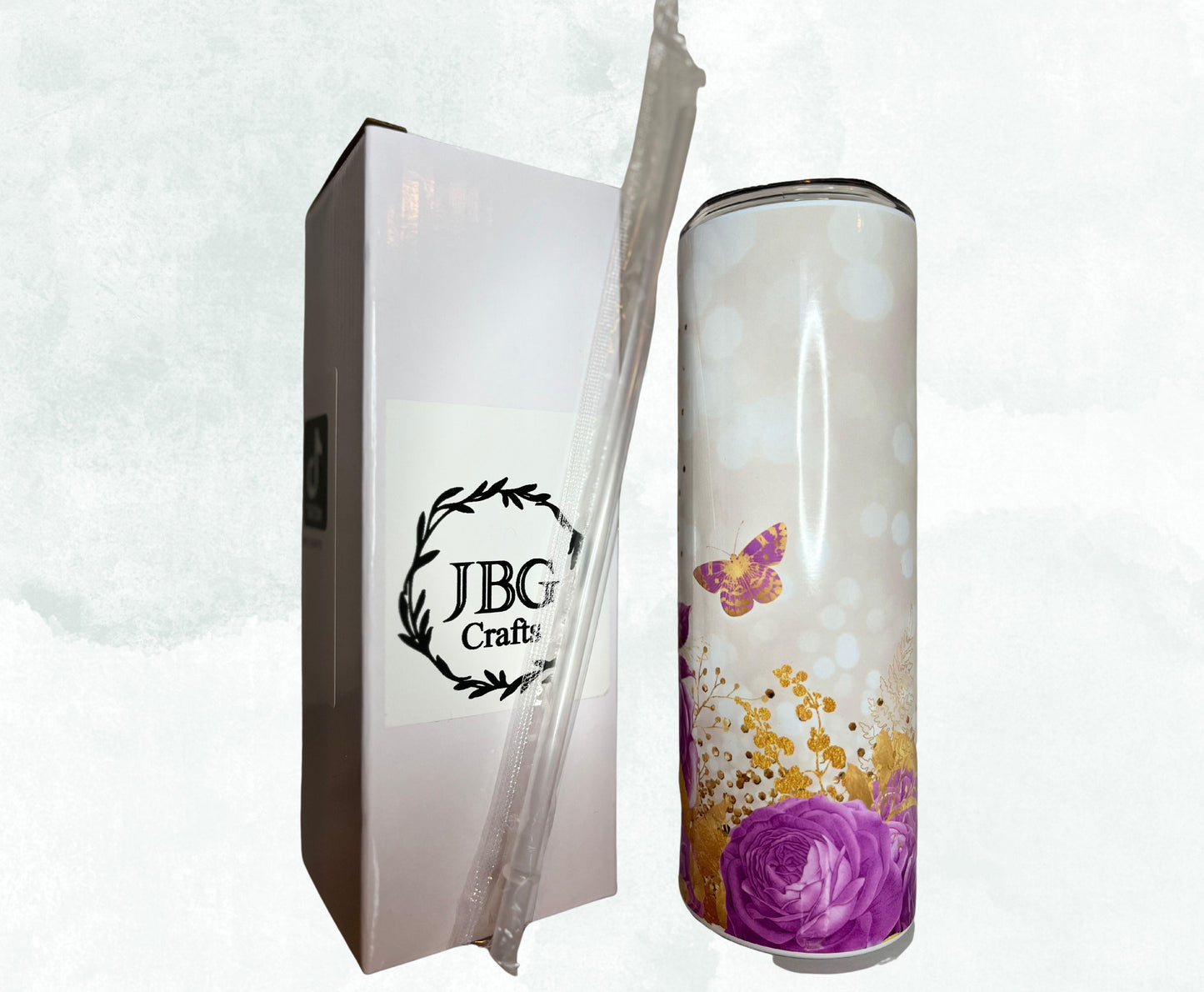 Purple Roses and Moth 20oz Straight Skinny Tumbler Drink Drinkware