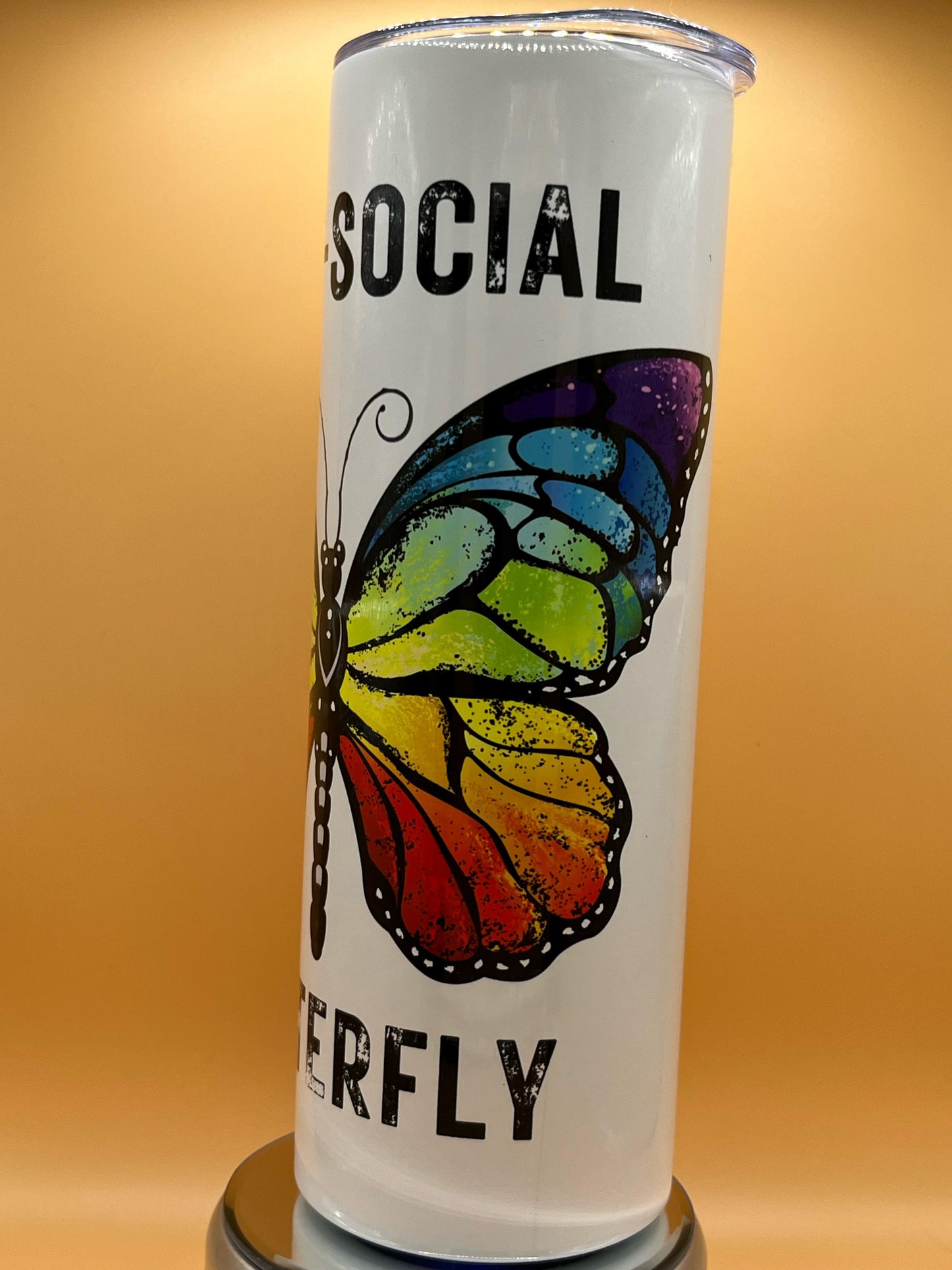 20 oz Skinny Tumbler Anti-Social Butterfly Drinkware Flasks