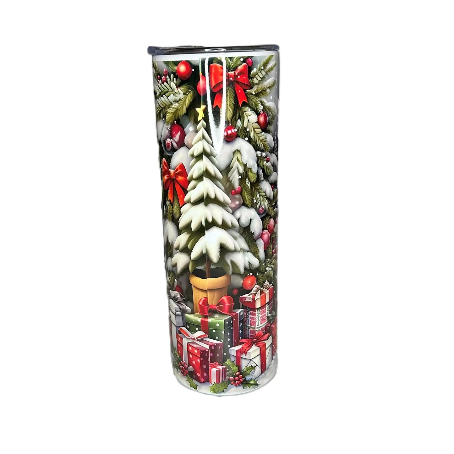 20 oz Skinny Tumbler Christmas Cow Bottle Drinkware