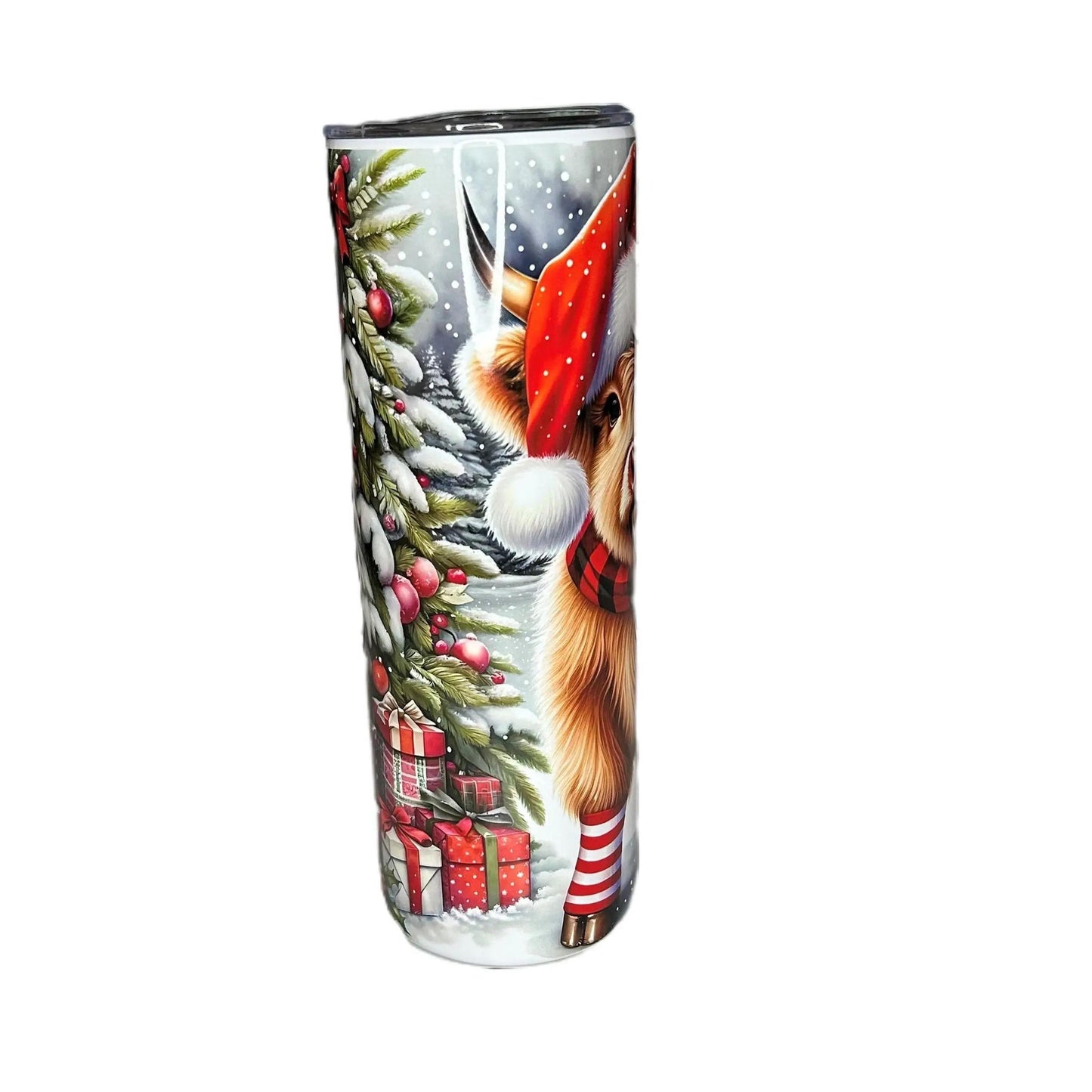 20 oz Skinny Tumbler Christmas Cow Bottle Drinkware