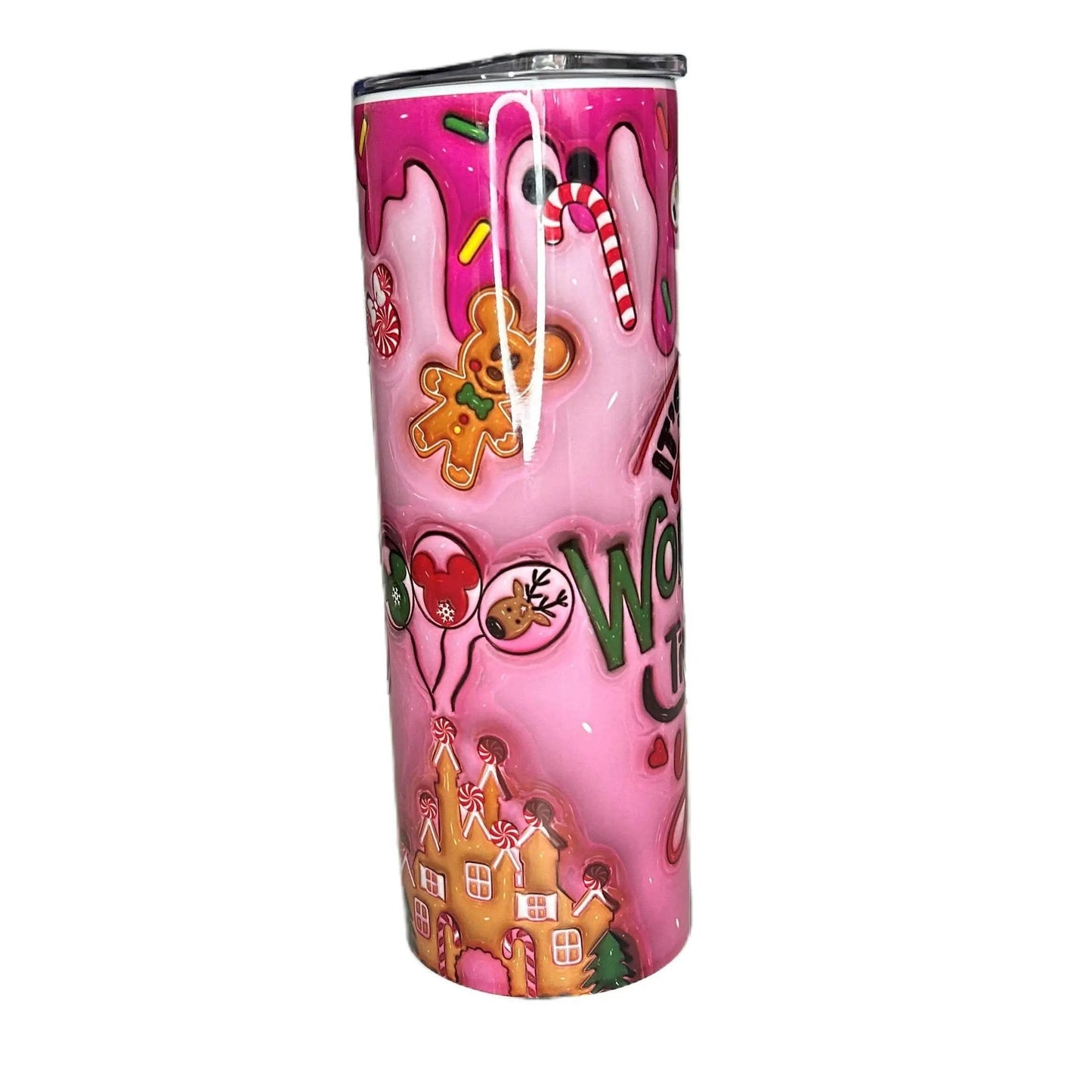 20 oz Skinny Tumbler Pink Wonderful Time Of The Year Bottle Drinkware