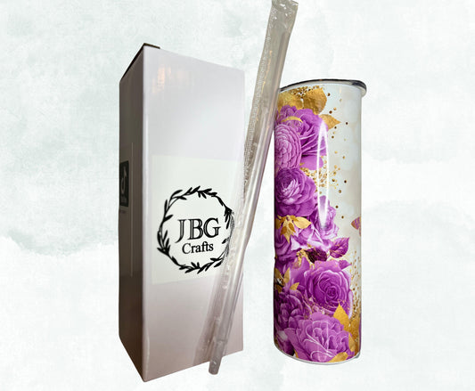 Purple Roses and Moth 20oz Straight Skinny Tumbler Drink Drinkware