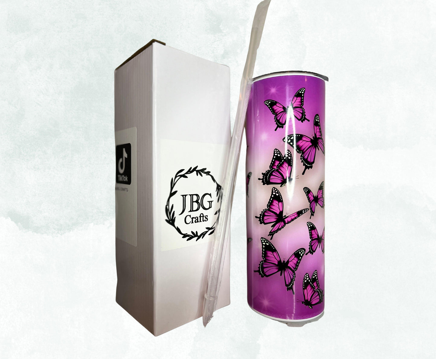 Purple Butterfly 20oz Skinny Tumbler Bottle Drinkware