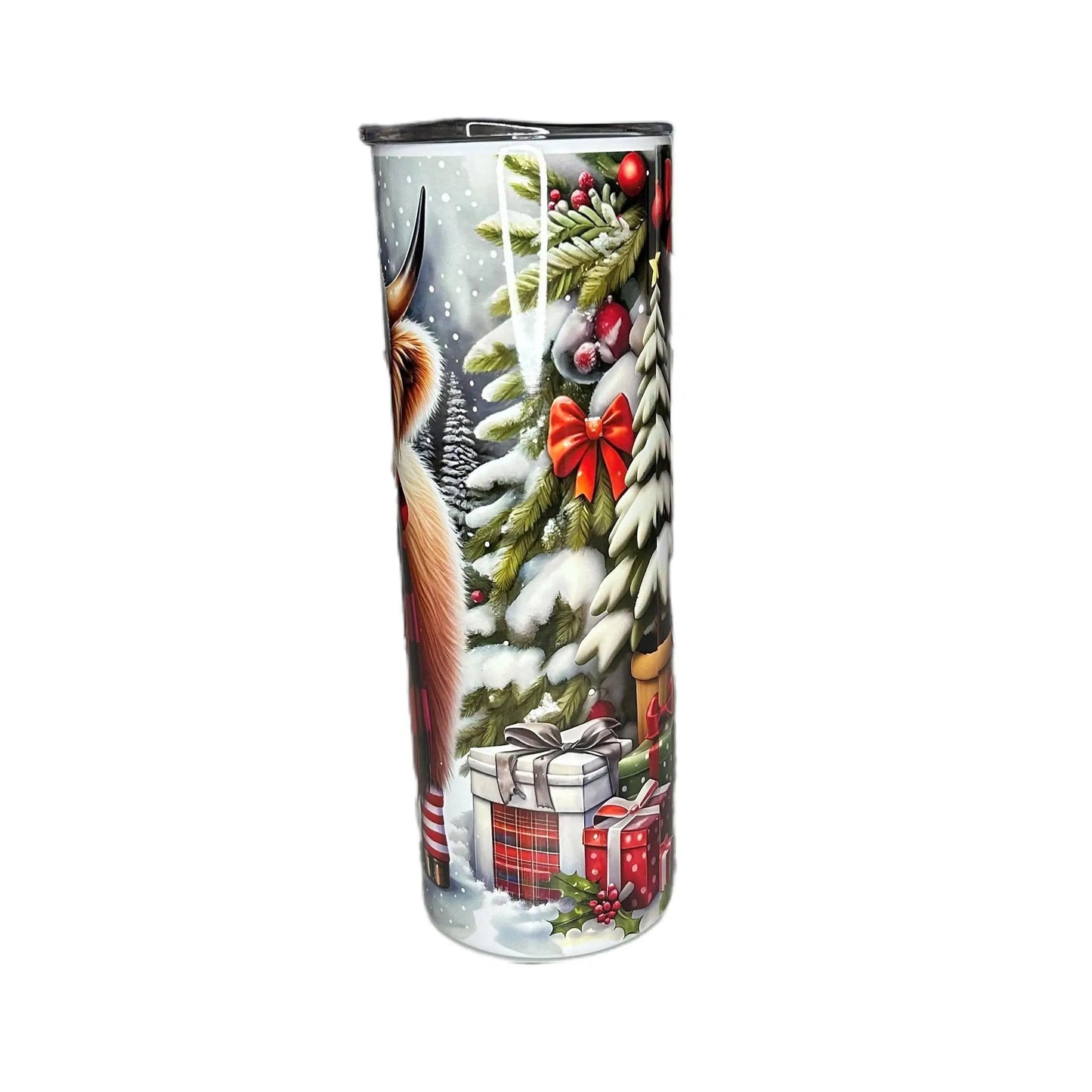 20 oz Skinny Tumbler Christmas Cow Bottle Drinkware