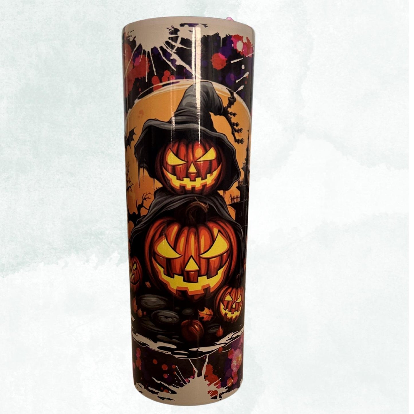 20 oz Skinny Tumbler Halloween Pumpkin Design Bottle Drinkware