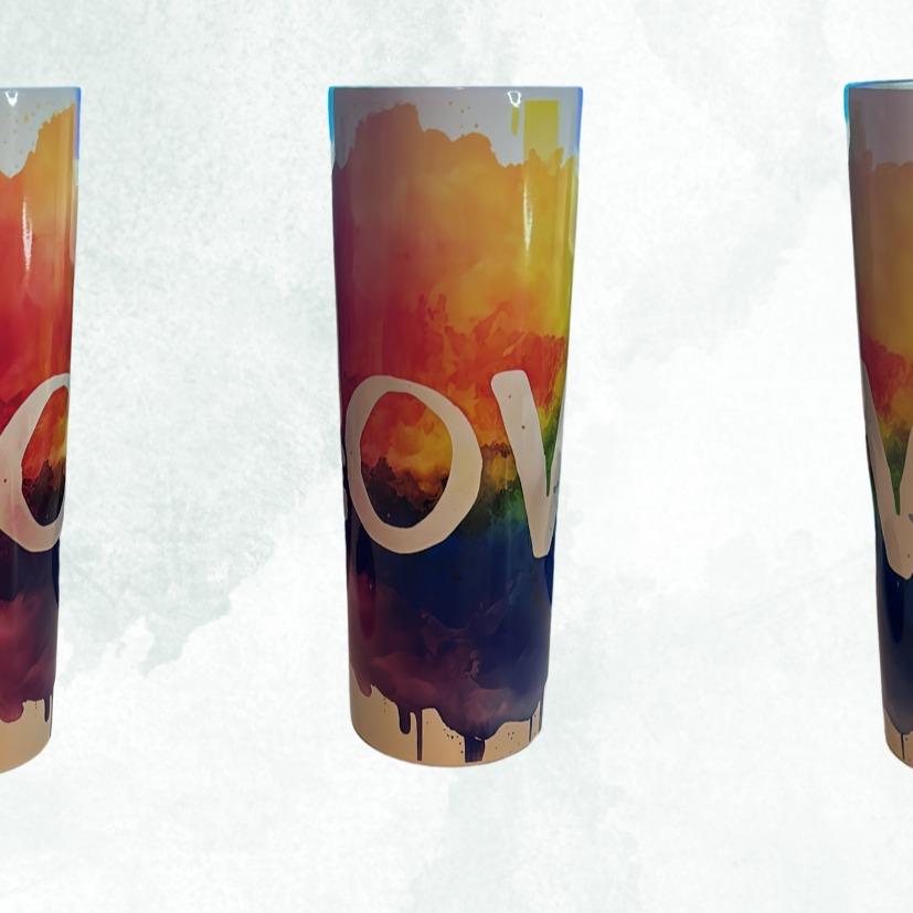 20oz skinny tumbler pride love design